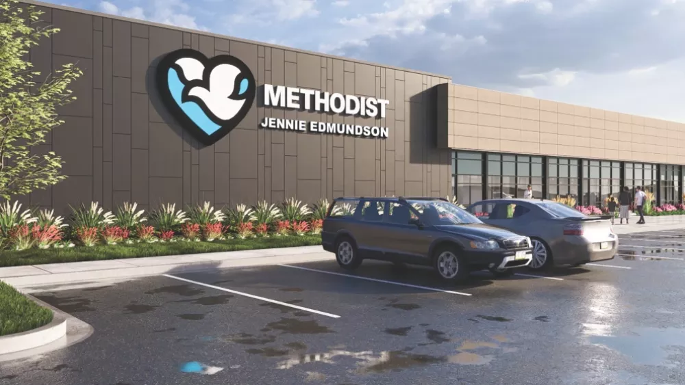 Rendering of the front of the new Methodist Jennie Edmundson Behavioral Health hospital.