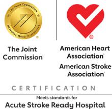 The Joint Commission logo; American Heart Association and American Stroke Association logos